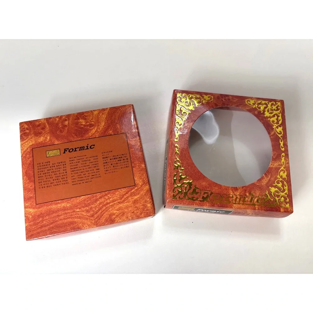 Vintage Formic Collection Korean Coasters Set 4 Shin Yoon Bok Art Cork Back Box